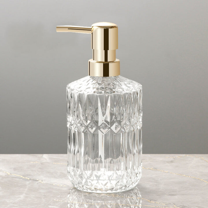 BowLift | CrystalFoam Glass Soap Dispenser | Diamond Pattern Design | Elegant Storage for Soap | Modern Bathroom Decor