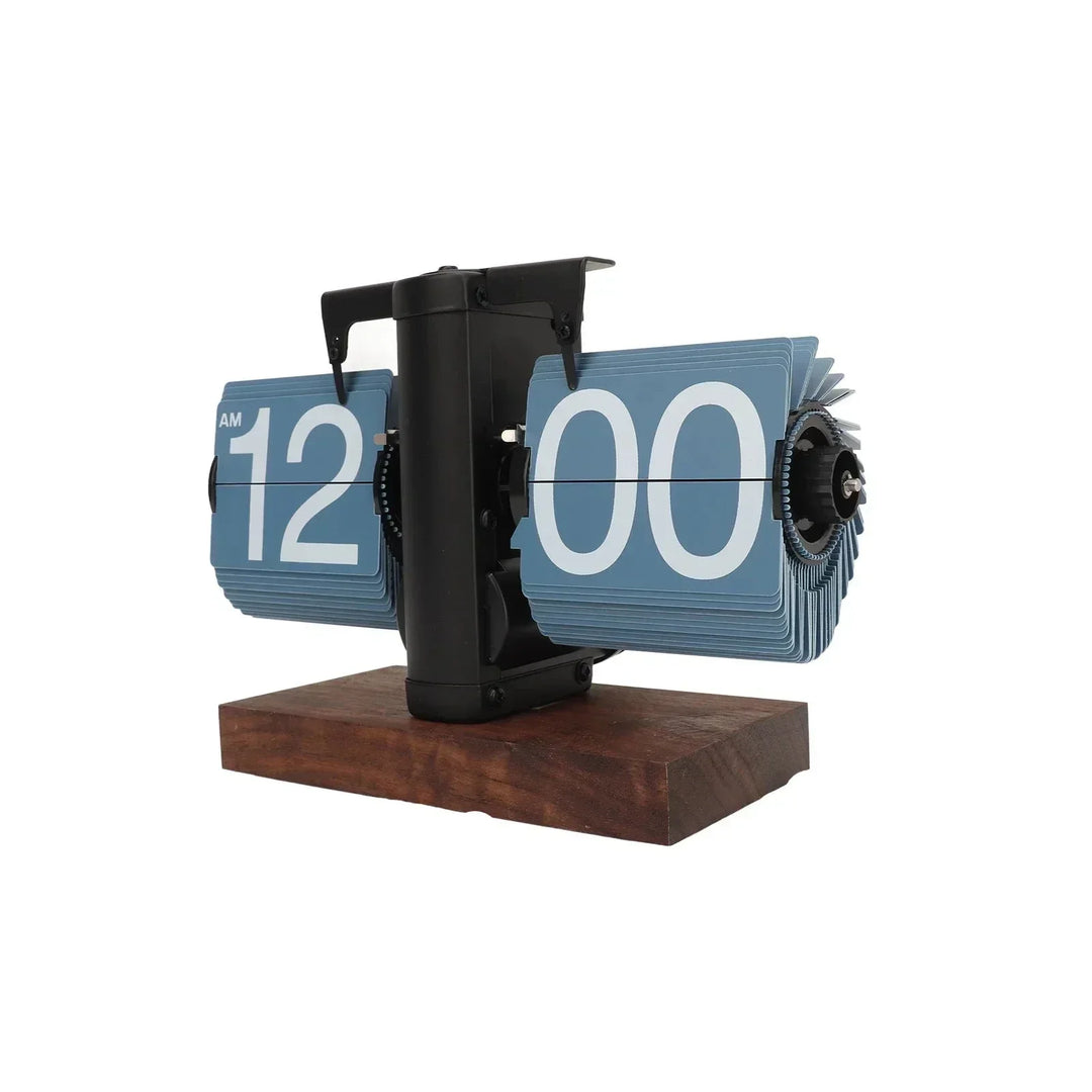 BowLift | Silvara – Vintage Flip Down Clock in Walnut Wood | Retro Mechanical Design