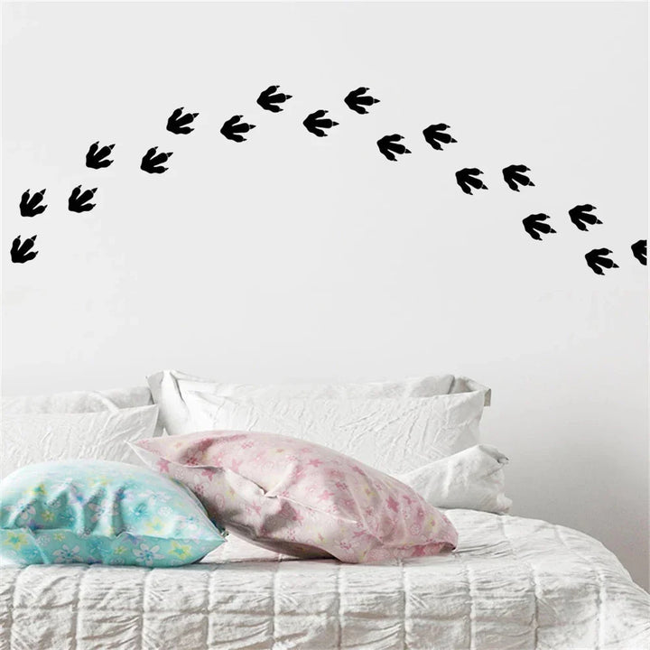 Dino Footprints Wall Decals Set of 27Pcs Vinyl PVC Wall Stickers For Kids Room Removable Peel N Stick Decals For Children's Bedroom Wall Creative DIY Home Decor | Bowlift