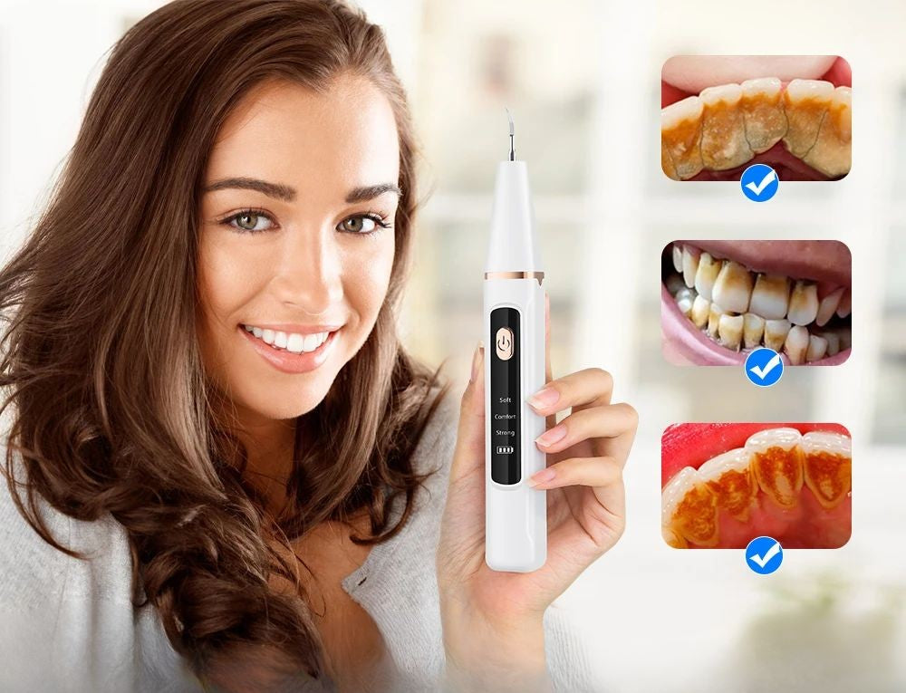 BowLift | Ultrasonic Teeth Cleaning Device | 38 kHz Ultrasound, LED Light & USB Fast Charging for Home Dental Care