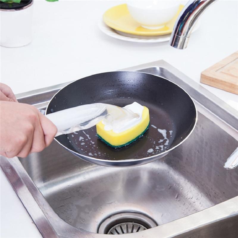 BowLift | Dish Washing Tool Cleaning Brush Soap Dispenser Handle Refillable Bowls Cleaning Sponge Brush For Kitchen Organizer Accessories