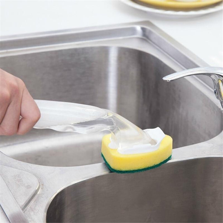 BowLift | Dish Washing Tool Cleaning Brush Soap Dispenser Handle Refillable Bowls Cleaning Sponge Brush For Kitchen Organizer Accessories