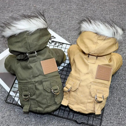 BowLift | Dog jacket with fur trim hood - Dog and cat clothing