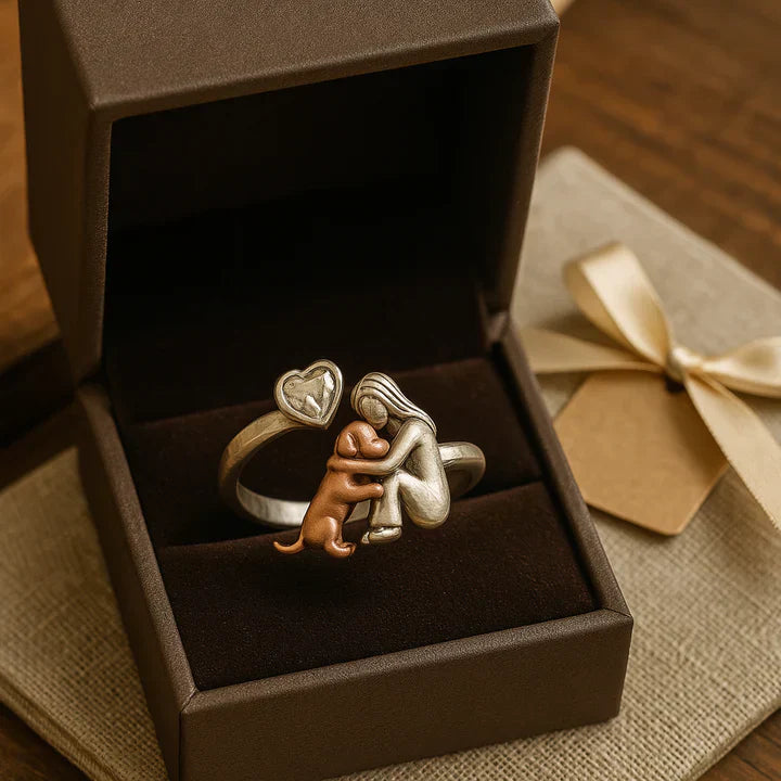BowLift | SilverPaw | Adjustable Dog Ring Always in My Heart with Zirconia Stones