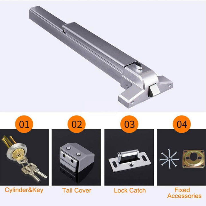 BowLift | Door Push Bar with Exterior Lever Emergency Lock Stainless Steel for Exit Doors  Metal Wood Door