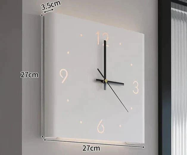 BowLift | Double-sided Square Wall Clock with Lighting - TimeLume