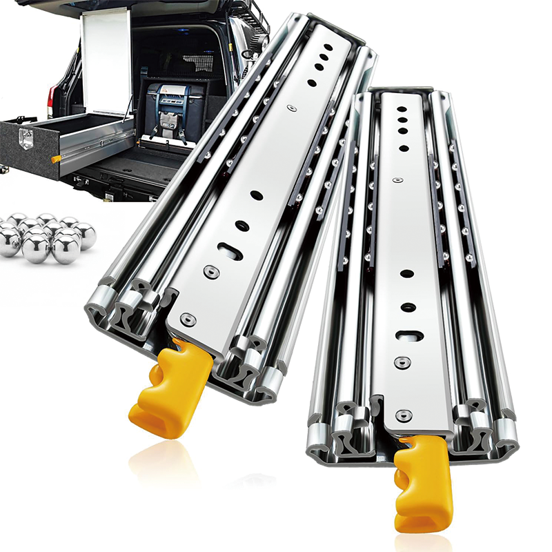 BowLift | Heavy Duty Drawer Slides with Lock 24" Length,Full Extension Side Mount Ball Bearing Locking Rails Track Glides Runners Load 485 Lbs,1 Pair