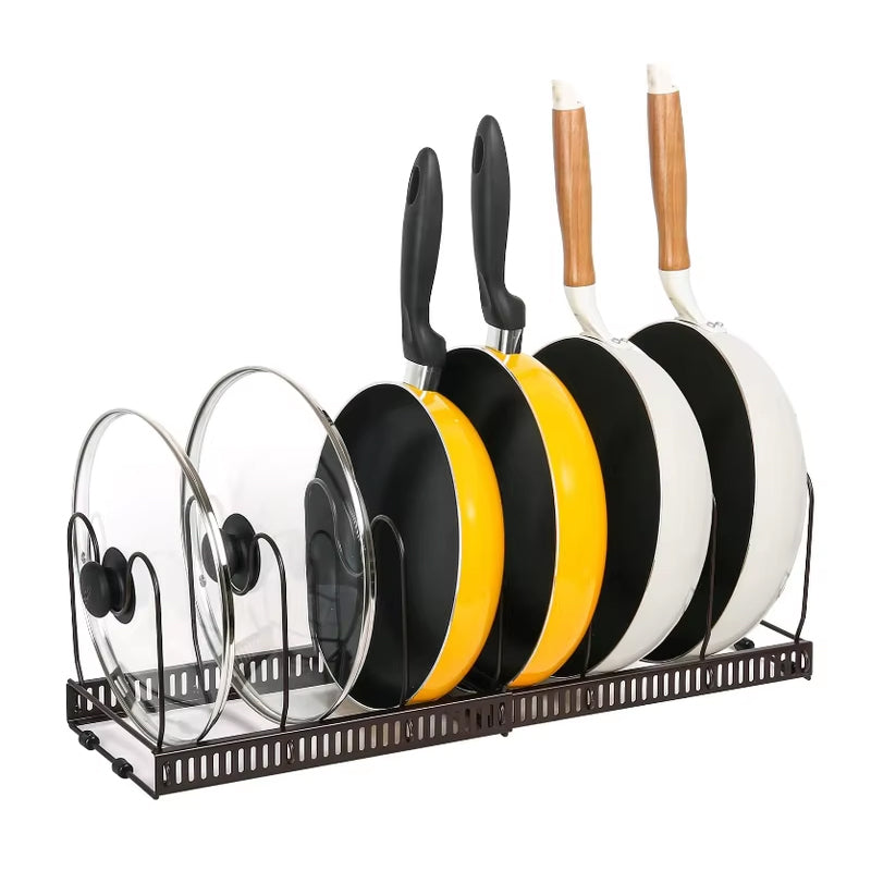 BowLift | Metal Expandable And Detachable Pot Pan And Cover Organizer Display Rack Holder For Kitchen Cabinet Pantry
