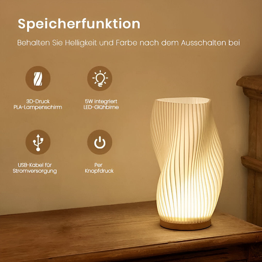 BowLift | DreamWave - Modern cream-colored 3D wave lamp with elegant metal base
