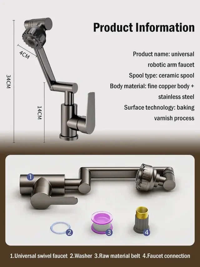 BowLift | Redatable 1080° Faucet – Robot Arm Design & 2 Spray Types
