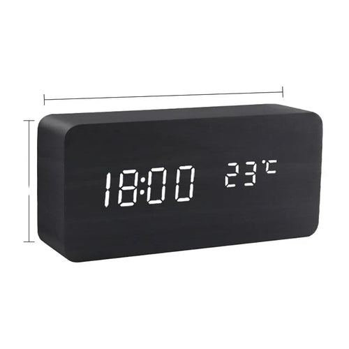 BowLift | Wooden LED Alarm Clock with Voice Activation – Stylish Nightstand Clock