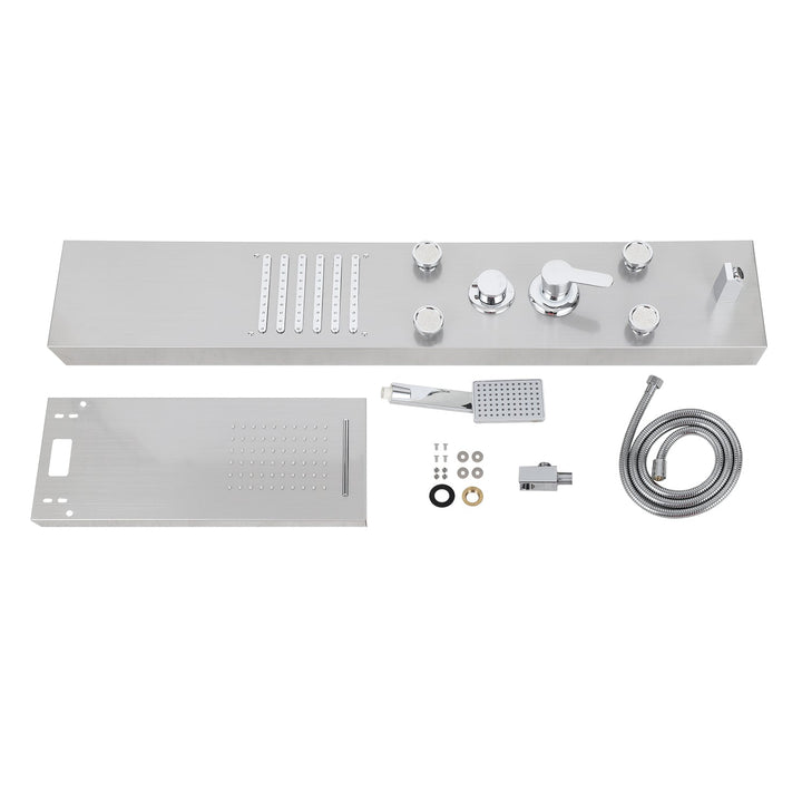 Shower panel stainless steel wall shower panel 5 functions silver | Bowlift