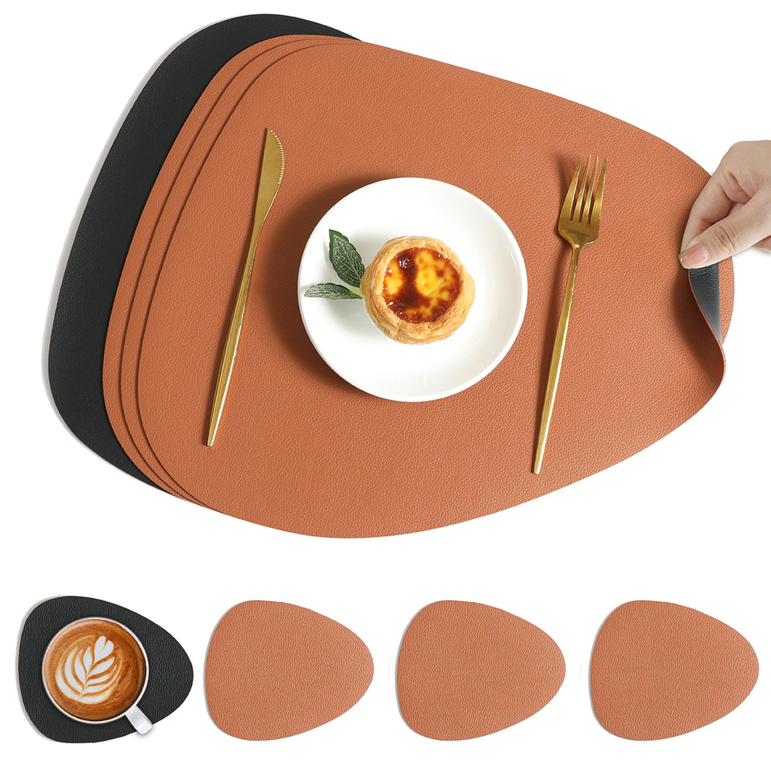BowLift | Reversible Table Mats made of Waterproof PVC – Elegant Dining Set, Non-Slip, Easy to Clean, Oval 42x34 cm