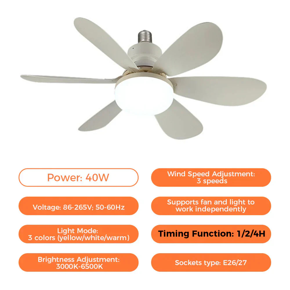Ceiling Fan with LED Light | Bowlift