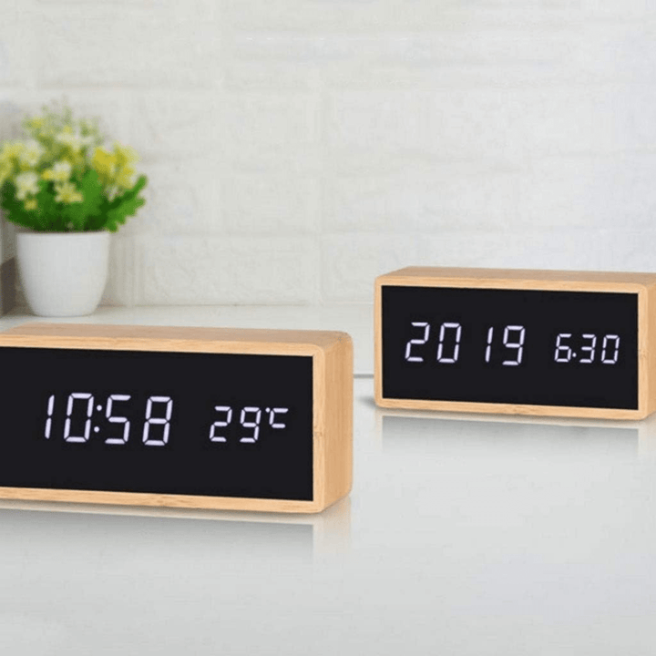 BowLift | Minimalist LED Bamboo Alarm Clock with Temperature Display