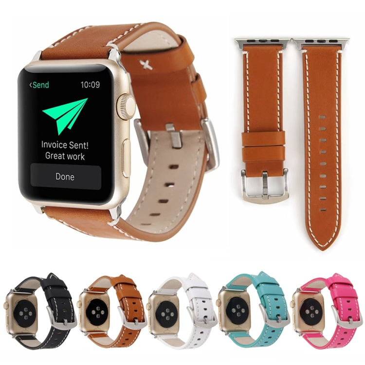 BowLift | Calf Leather Genuine Leather Watch Band For Apple Watch Series 7 45mm / 6 & SE & 5 & 4 44mm / 3 & 2 & 1 42mm (White)