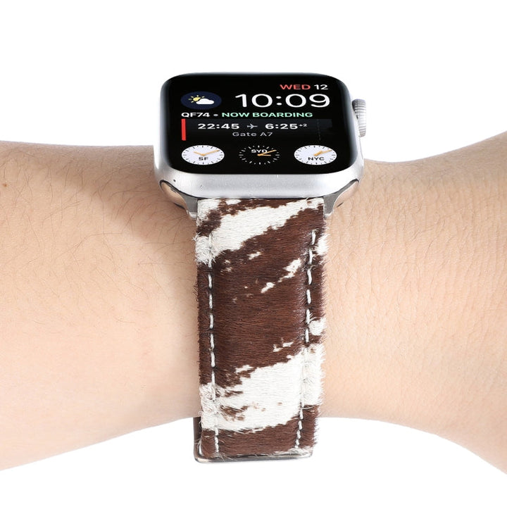 BowLift | Frerndorf | Horsehair Fluffy Leopard Pattern Leather Watch Band for Apple Watch Series 9&8&7 41mm / SE 3&SE 2&6&SE&5&4 40mm / 3&2&1 38mm(1)