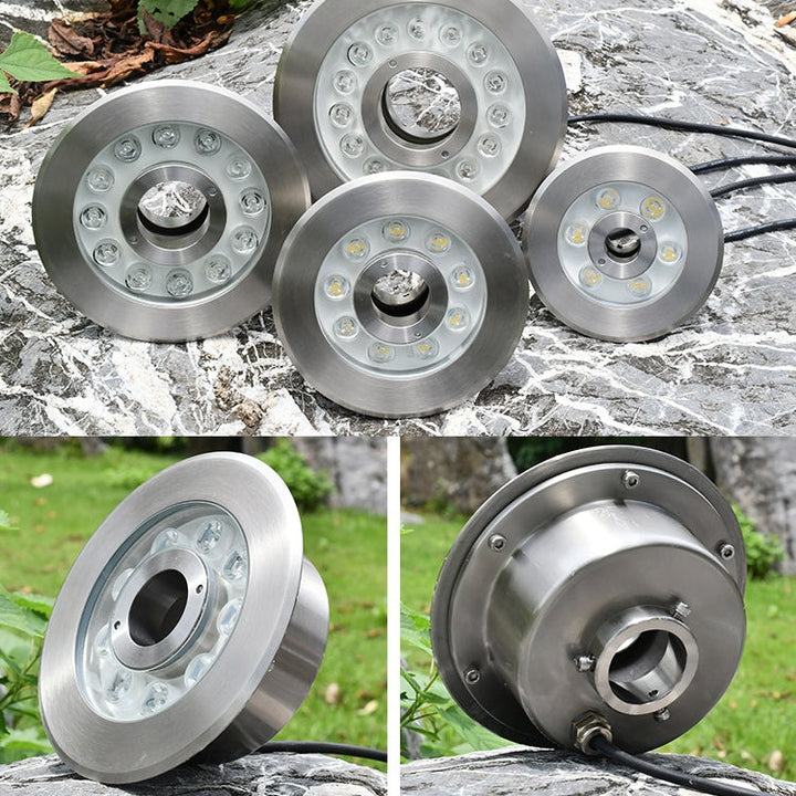 BowLift | 12W Landscape Color Changing Ring LED Stainless Steel Underwater Spotlight (Colorful)