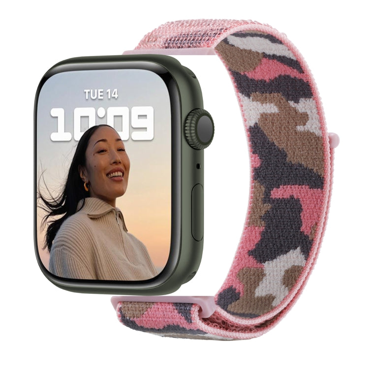 BowLift | Frerndorf | Nylon Loop Watch Band for Apple Watch Ultra 49mm & Watch Ultra 2 49mm / Series 9 & 8 & 7 45mm / SE 3 & SE 2 & 6 & SE & 5 & 4 44mm / 3 & 2 & 1 42mm (Pink Camouflage)