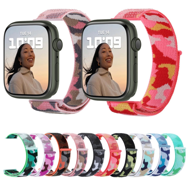 BowLift | Frerndorf | Nylon Loop Watch Band for Apple Watch Ultra 49mm & Watch Ultra 2 49mm / Series 9 & 8 & 7 45mm / SE 3 & SE 2 & 6 & SE & 5 & 4 44mm / 3 & 2 & 1 42mm (Pink Camouflage)