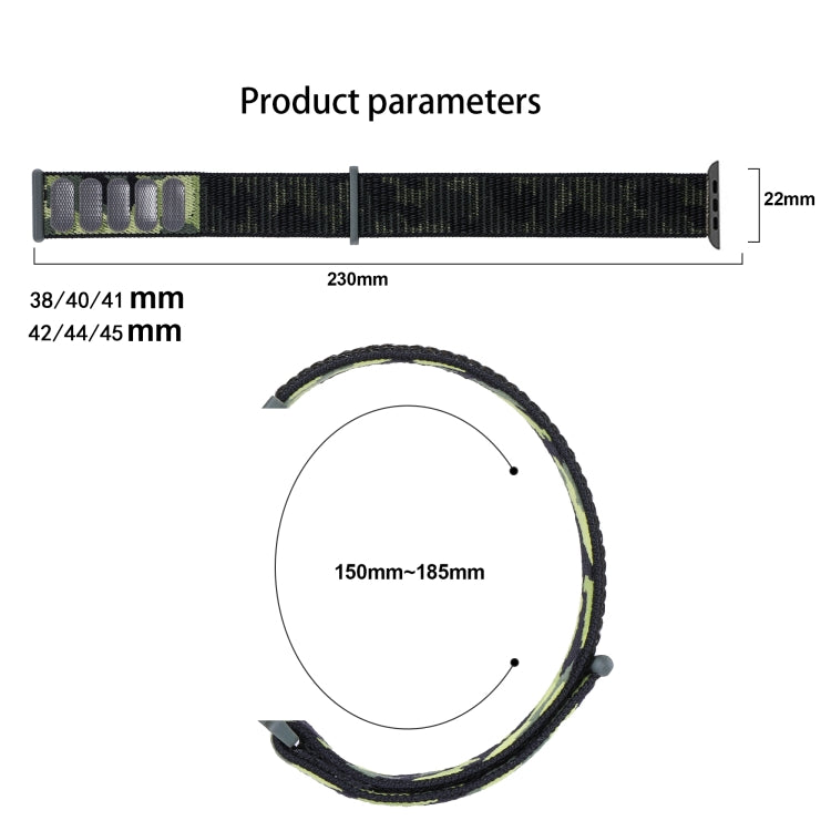 BowLift | Frerndorf | Nylon Loop Watch Band for Apple Watch Ultra 49mm & Watch Ultra 2 49mm / Series 9 & 8 & 7 45mm / SE 3 & SE 2 & 6 & SE & 5 & 4 44mm / 3 & 2 & 1 42mm (Army Green Camouflage)