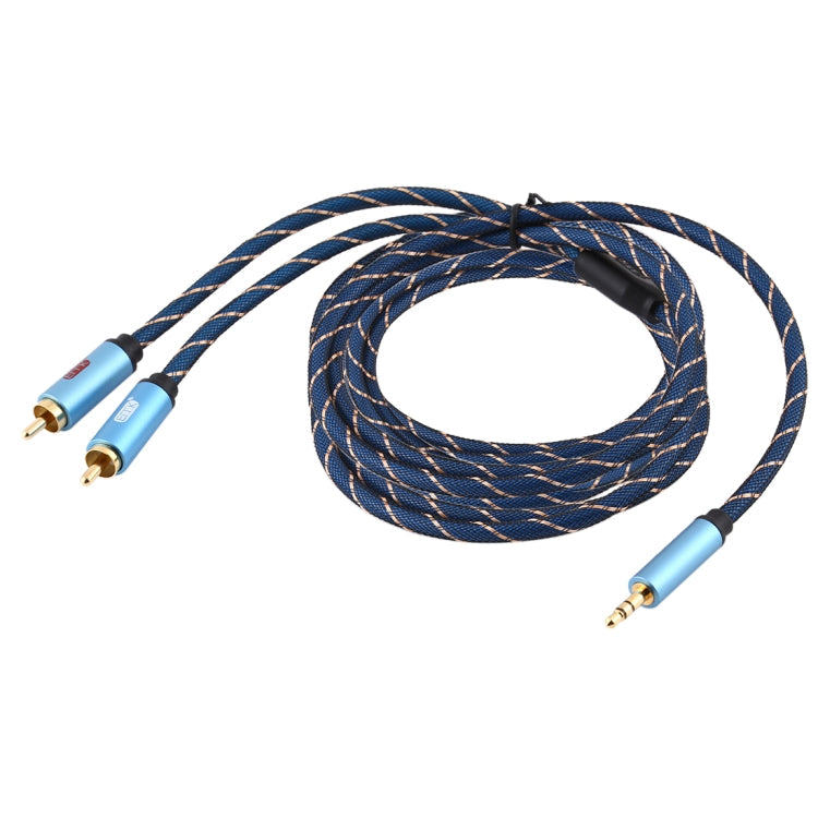 BowLift | EMK 3.5mm male jack to 2 x RCA male gold-plated connector speaker audio cable, cable length: 5m (Dark Blue)