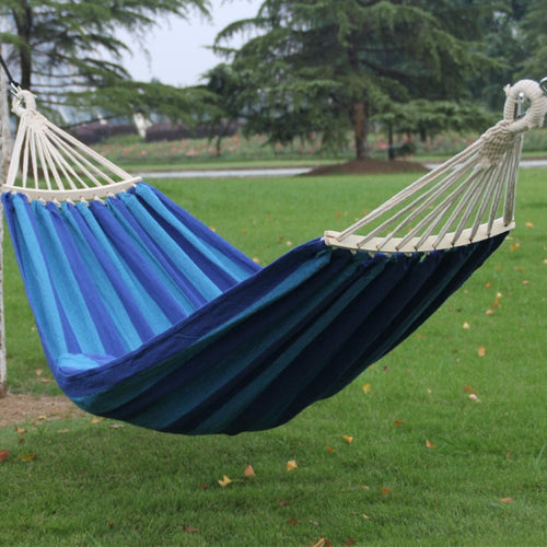BowLift | Outdoor Double Thick Canvas Hammock Indoor Swing with Removable Curved Bar, Size: 200x100cm (Dark Blue)