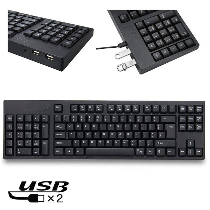 BowLift | Wired USB Left-Handed Keyboard with Dual HUB Function (Black)