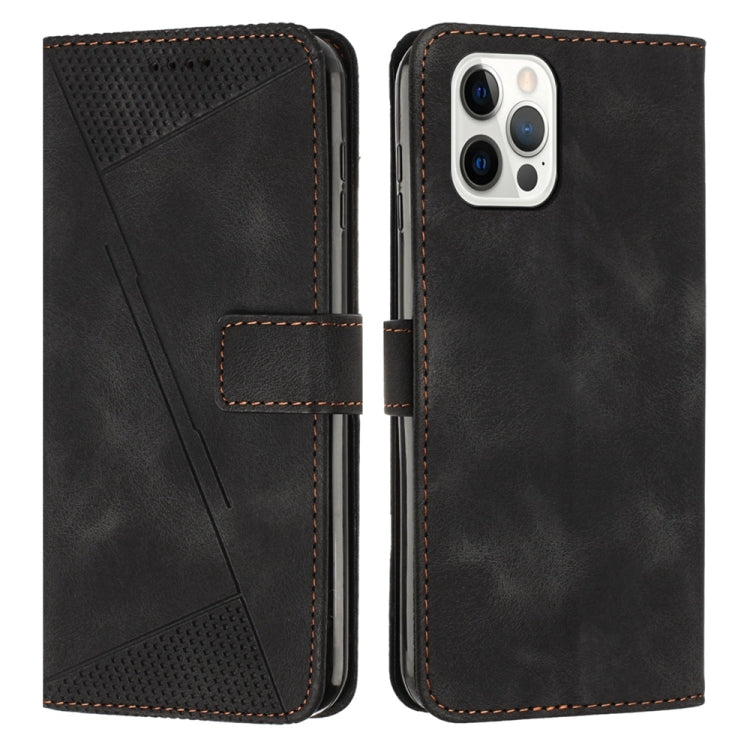 BowLift | For iPhone 13 Pro Max Dream Triangle Leather Phone Case with Shoulder Strap (Black)