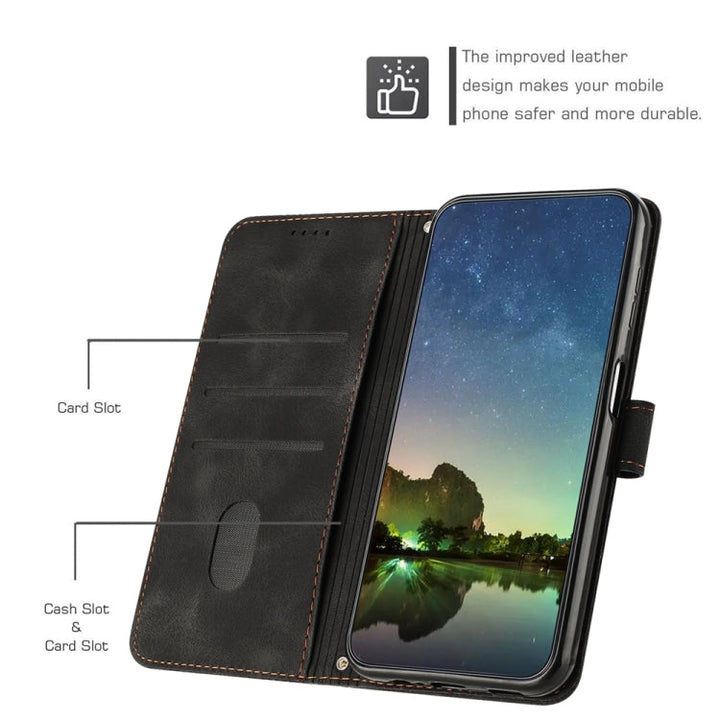 BowLift | For iPhone 13 Pro Max Dream Triangle Leather Phone Case with Shoulder Strap (Black)