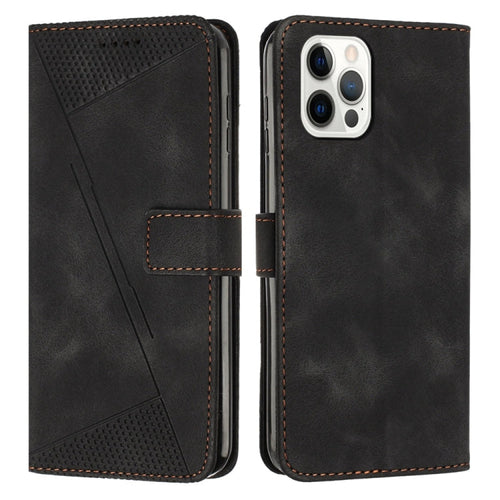 BowLift | For iPhone 13 Pro Max Dream Triangle Leather Phone Case with Shoulder Strap (Black)