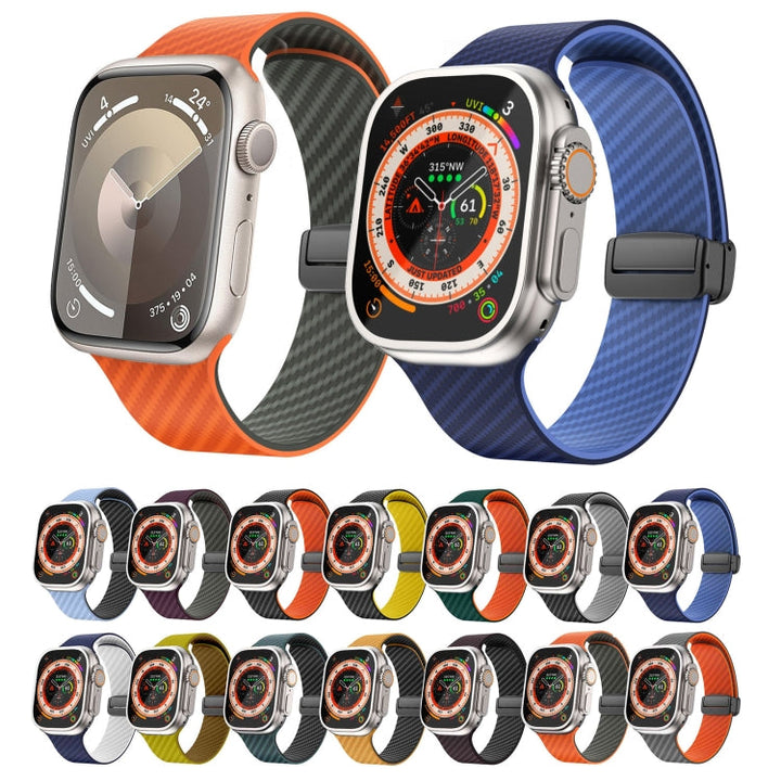 BowLift | For Apple Watch Ultra 2 49mm Carbon Fiber Magnetic Black Buckle Bracelet (Light Blue Black)