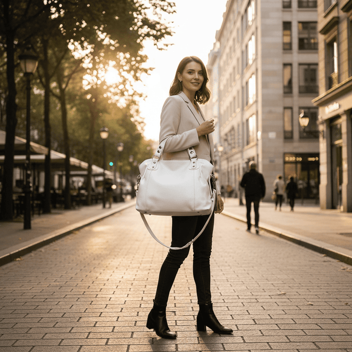 BowLift | Retro-inspired tote bag with smooth faux leather and classic seam detailing