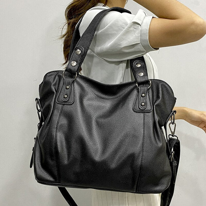 BowLift | Retro-inspired tote bag with smooth faux leather and classic seam detailing