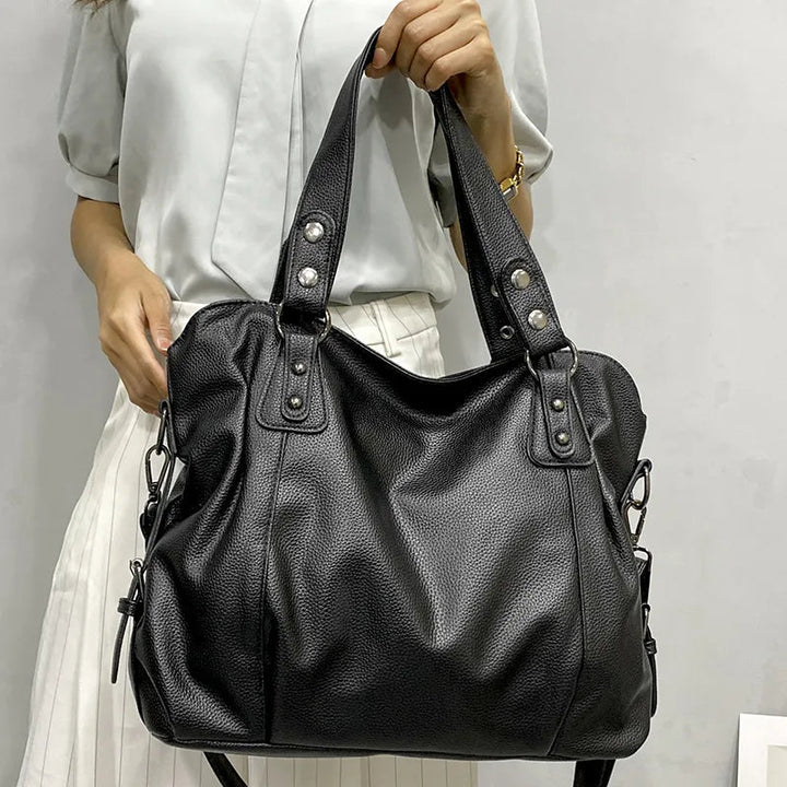 BowLift | Retro-inspired tote bag with smooth faux leather and classic seam detailing