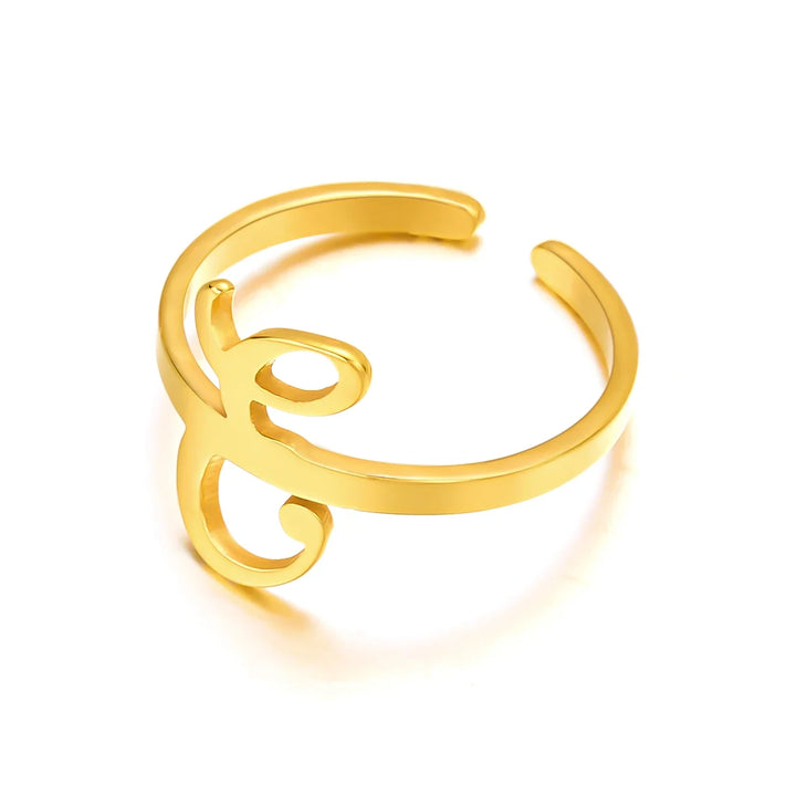 BowLift | Adjustable Italic Cursive Letter Initial Ring