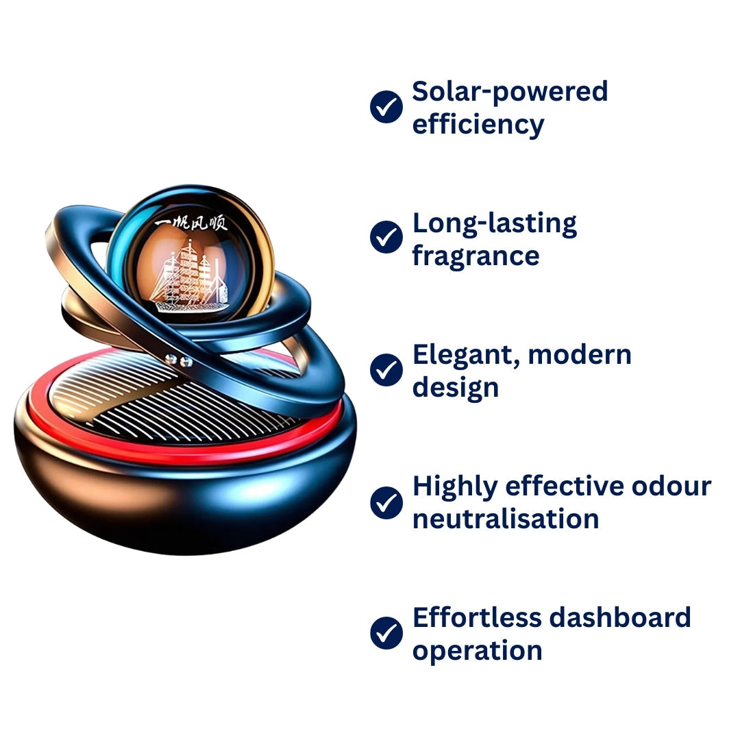 EcoFresh | Solar Car Air Freshener – Odour Elimination – Continuous Fragrance – Stylish Dashboard Design – No Batteries Needed Bowlift