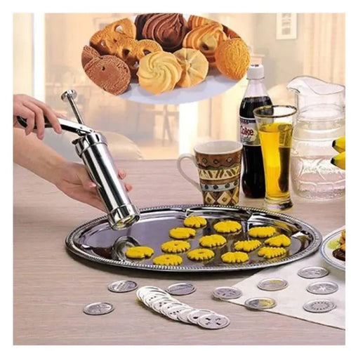 BowLift | Stainless Steel Cookie Press 20 Shapes and 4 Nozzles for Perfect Even Cookies