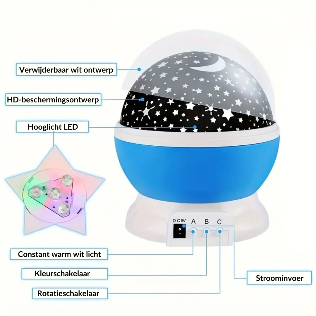 BowLift | Star Projector Nightstand Lamp - Luna