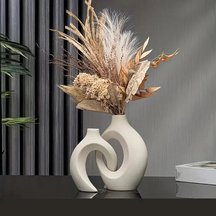 BowLift | Unique Round Hollow 2-in-1 Nordic Ceramic Vase
