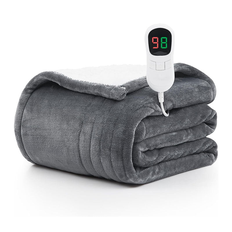 BowLift | Heated Blanket Electric Throw 50" x 60" Twin Size Throw 1/2/4/6/8 Hours Auto-off 10 Heat Level Heat Blanket