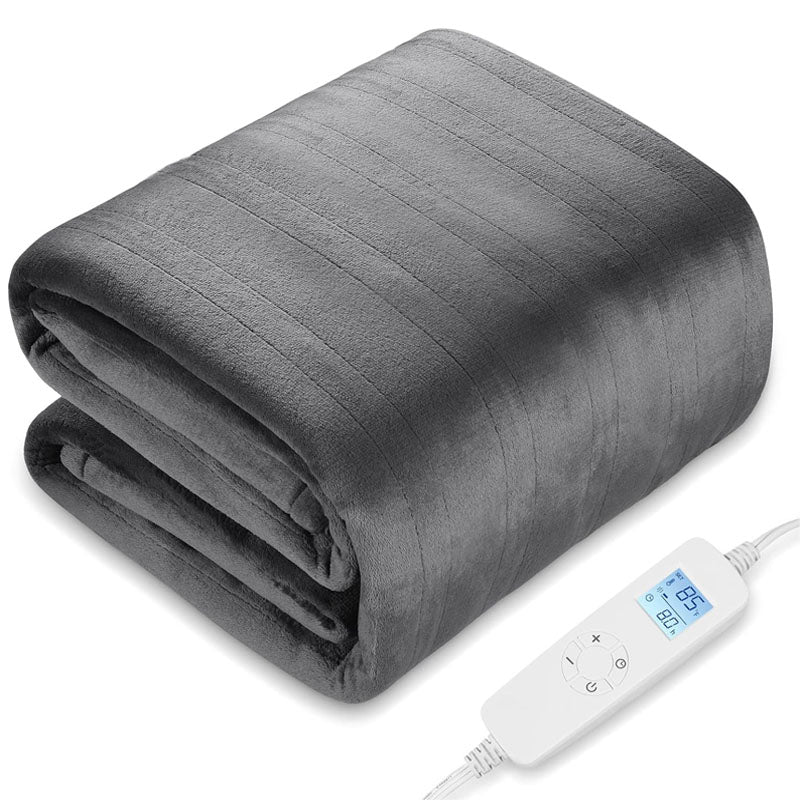 BowLift | Heated Blanket Electric Throw 84" x 90" Queen Size 6 Heating Levels & 8h Auto Timer Machine Washable Bed Sofa Home Office Use Grey