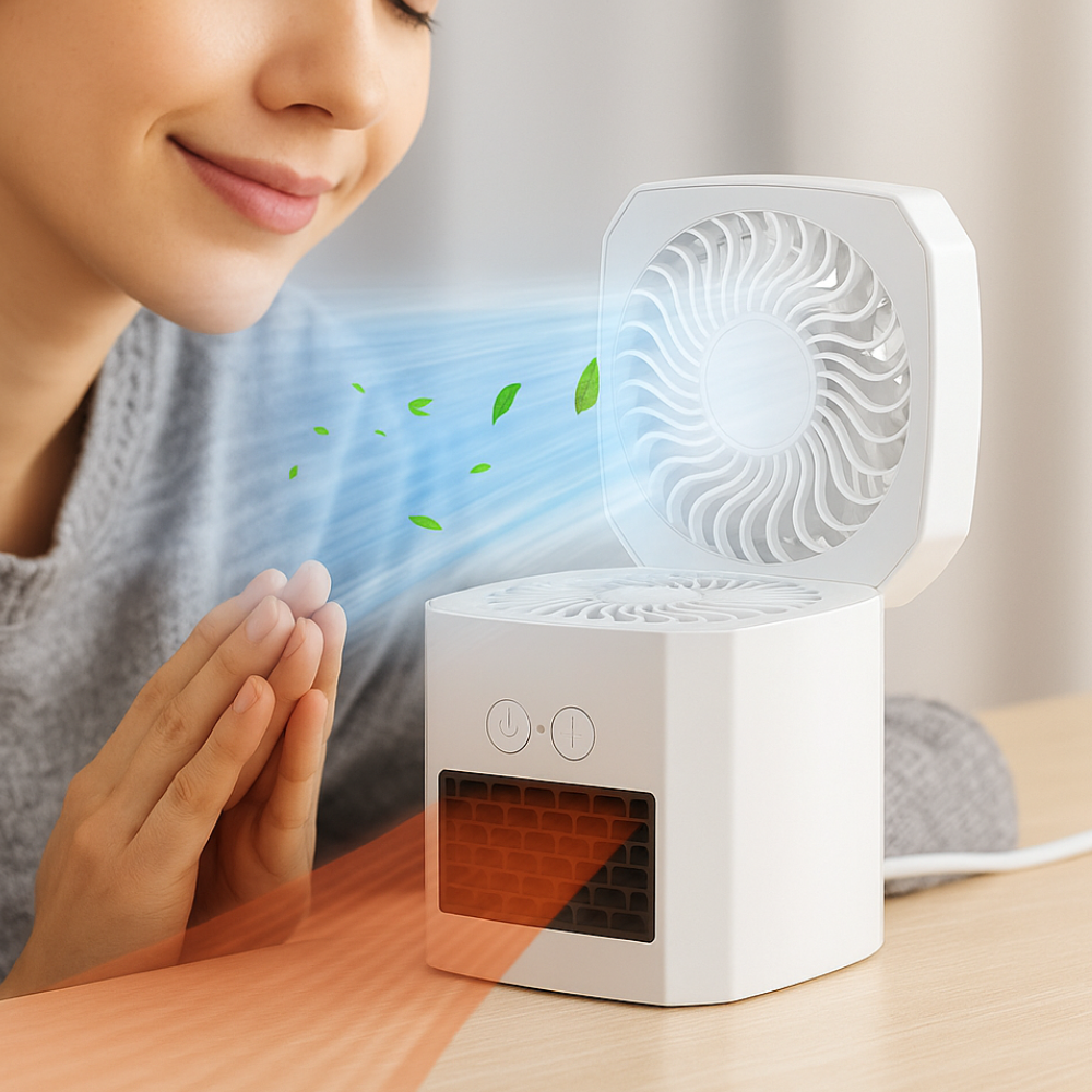 BowLift | Electric Space Heater Portable Mini Desktop Fan Cooler ABS Square 400W