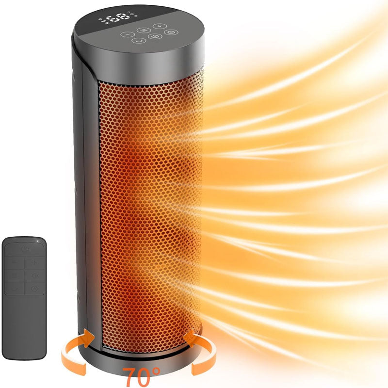 BowLift | 17 Inchs Electric Space Heater with Thermostat Remote Control 70° Oscillating 12H Timer 1500W Quiet PTC Ceramic Heating