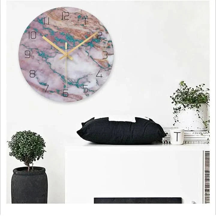 BowLift | Olive - Elegant Wall Clock with Marble Inspiration