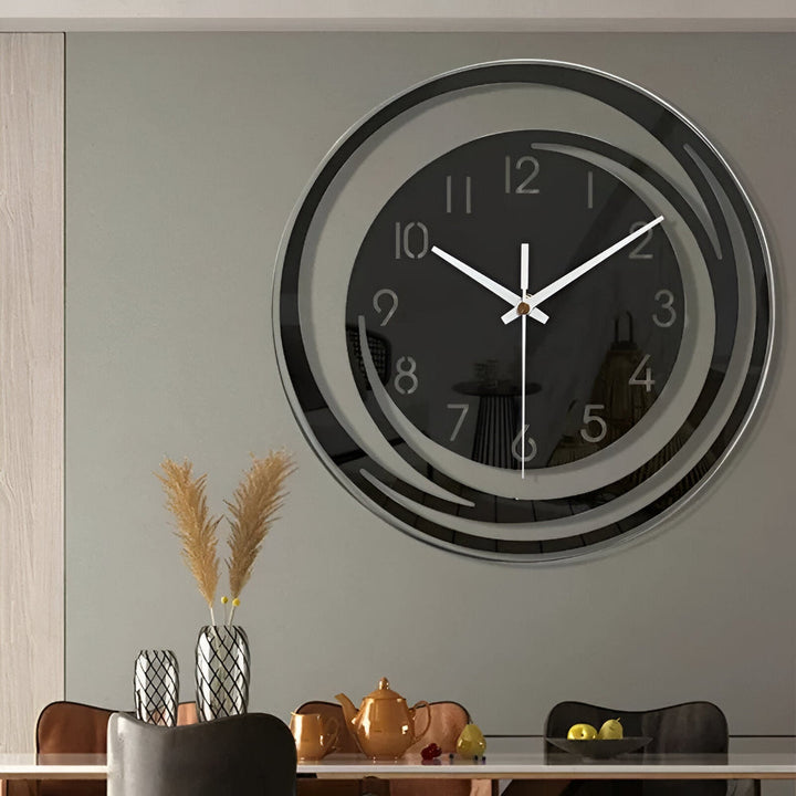 BowLift | Modern Black Acrylic Wall Clock in Scandinavian Design 30 cm