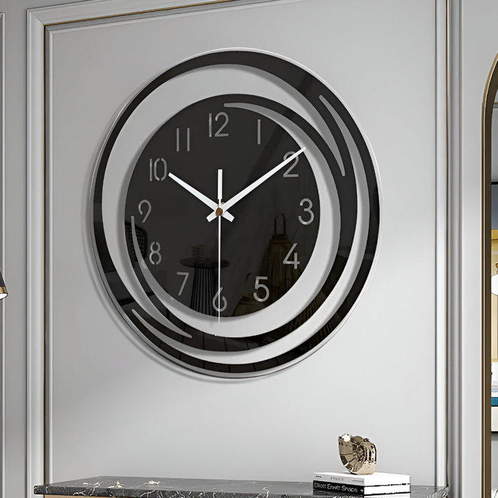 BowLift | Modern Black Acrylic Wall Clock in Scandinavian Design 30 cm