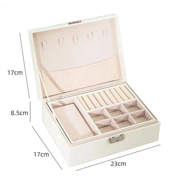 BowLift | Elegant jewelry box made of wood with PU leather, 2-layered