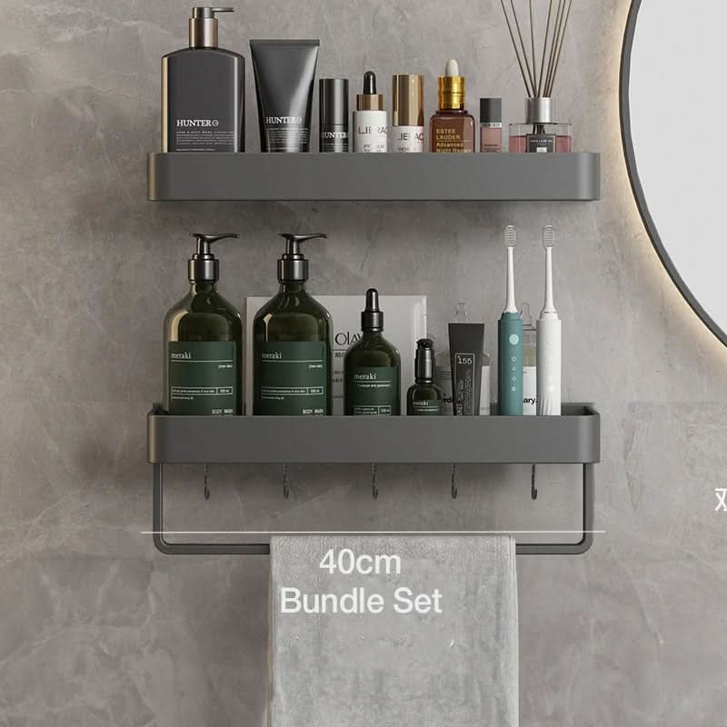 BowLift | Elegant wall shelf for the bathroom with towel rail & drill-free installation