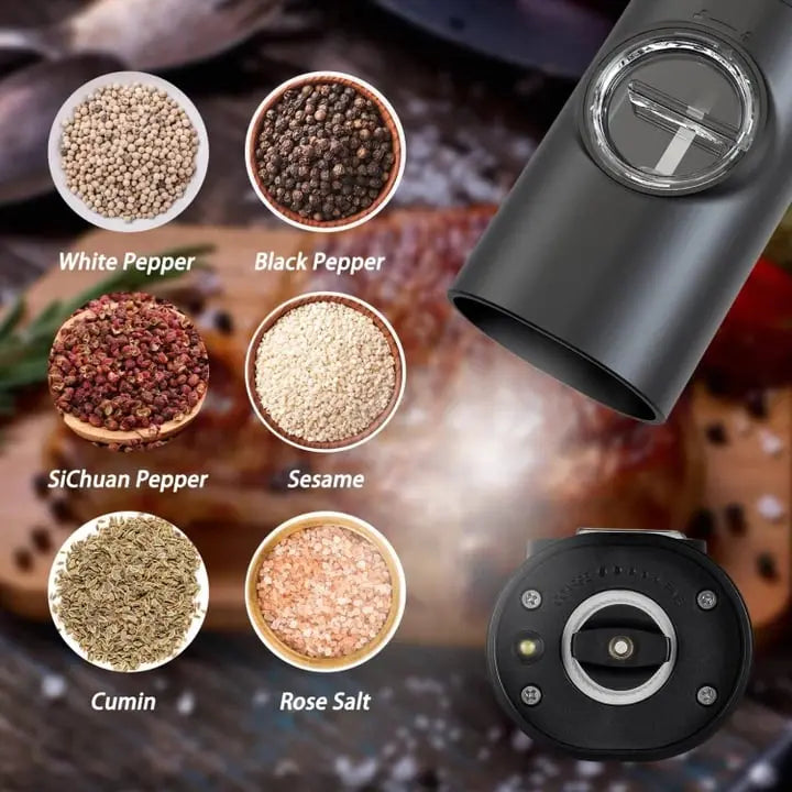 BowLift | Electric Salt & Pepper Mill – With LED & Adjustable Grind Size